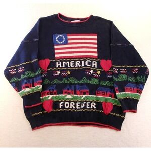 Sweater Loft Woman XL Sweater Navy Americana Flag, America Forever Made in USA